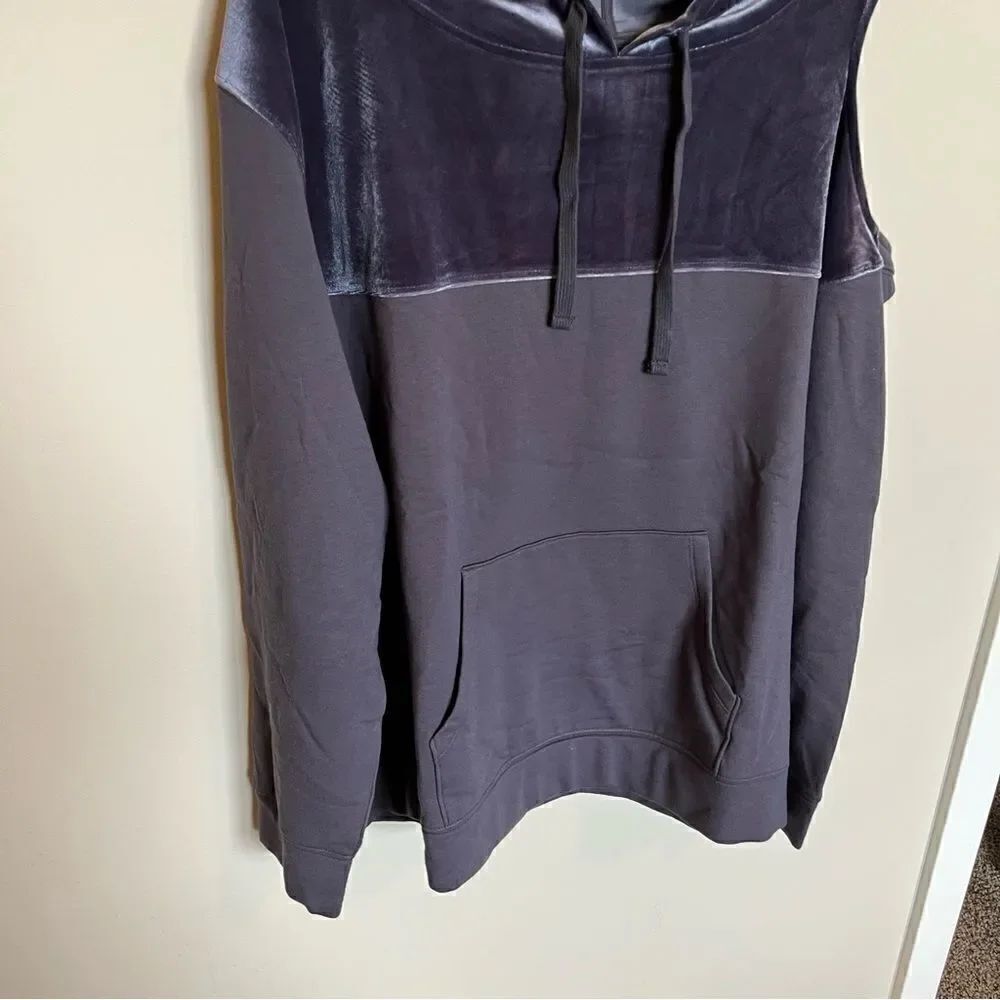 NWOT All Worthy Hunter McGrady Mixed Media Velvet Hoodie - Picture 5 of 13